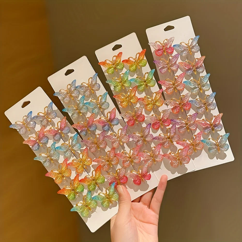 12-Piece Colorful Butterfly Hairpins for Girls – Preppy Style Baby Hair Clips Set - Piña Colada