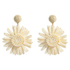 Bohemian Raffia Flower Drop Earrings - Piña Colada