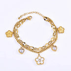 Stainless Steel 2025 New Fashion Jewelry Zircon Seashell Heart Flowers Charm - Piña Colada