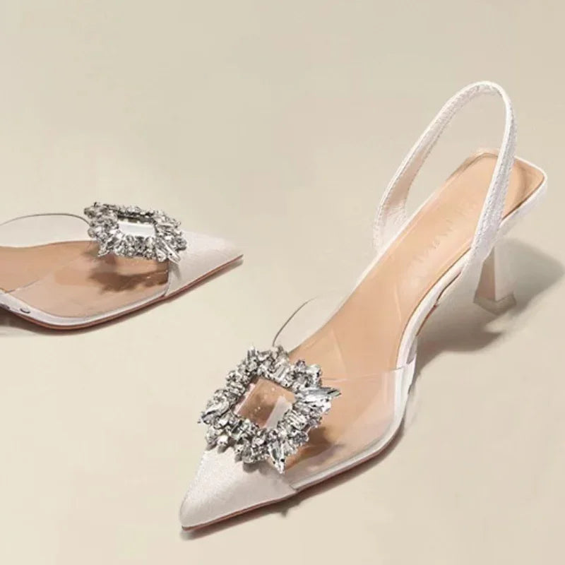Crystal Transparent Heels - Piña Colada