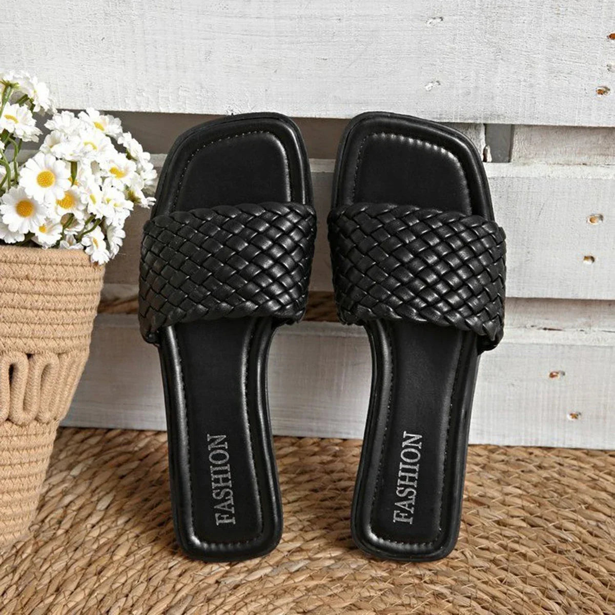 Everyday Essential Flat Sandals – Minimalist PU Slip-Ons - Piña Colada