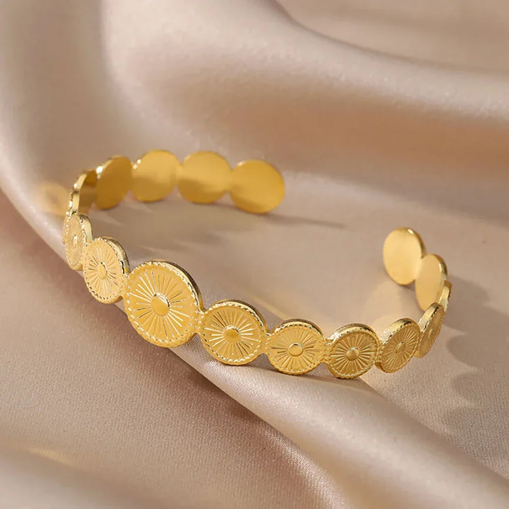 Stainless Steel Wide Bangles - Piña Colada