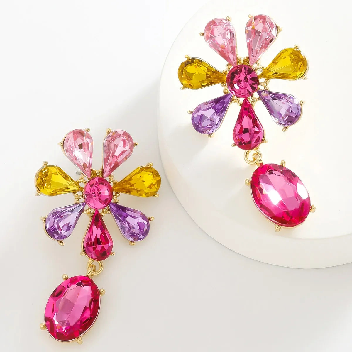Elegant Bohemian Rhinestone Drop Earrings - Piña Colada