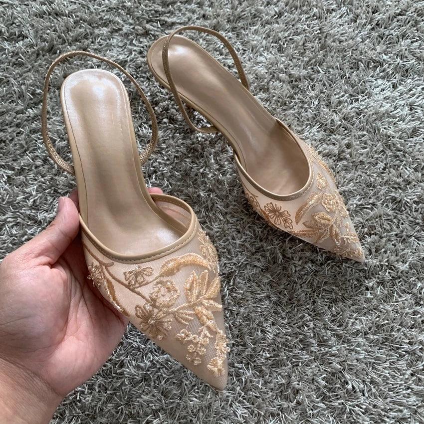Mesh Embroidered Fashion Shoes - Piña Colada