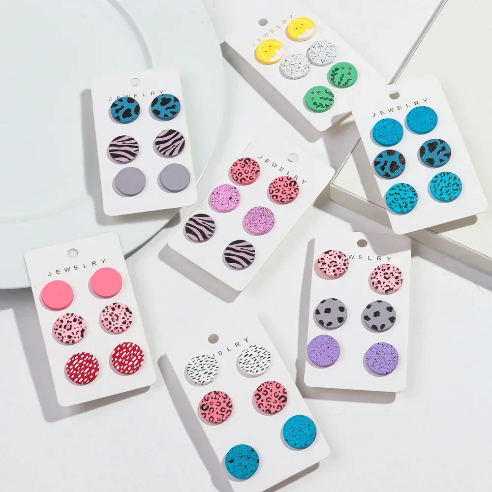 3Pairs/set Colorful Acrylic Earrings - Piña Colada