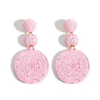 Boho Rattan Drop Earrings - Piña Colada