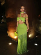 Backless Slim-Fit Cotton Maxi Dress - Piña Colada