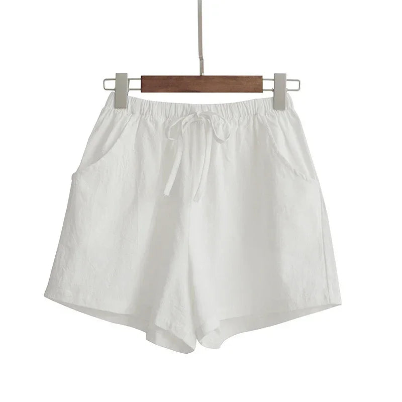 Summer Women Cotton Linen Shorts - Piña Colada