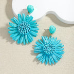 Boho Handmade Rattan Drop Earrings Flower - Piña Colada
