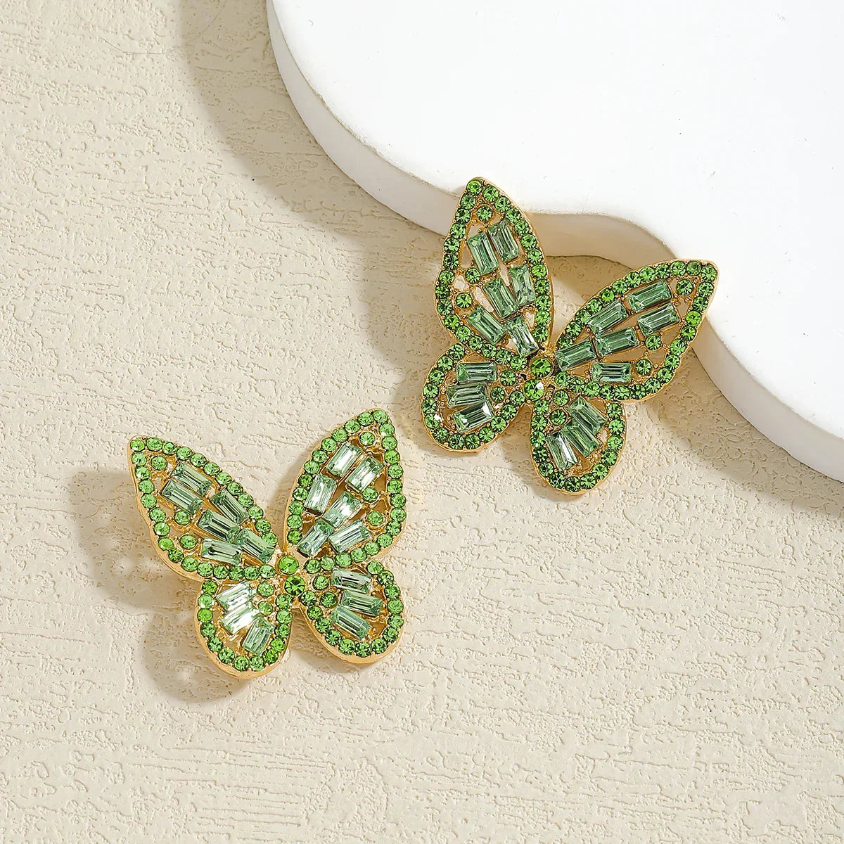 Colorful Crystal Butterfly Stud Earrings - Piña Colada