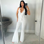 Backless Deep V-Neck Ruffled Straps - Piña Colada