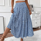 Floral Print Elastic Waist Loose - Piña Colada