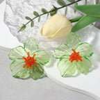 Classic Acrylic Leaf Stud Earrings - Piña Colada