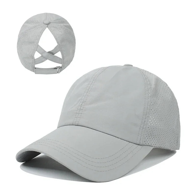 Caps Cross Ponytail Hat Mesh Quick-Drying