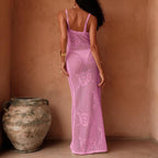 New Style Solid Color Knitting Texture Slip Dress - Piña Colada