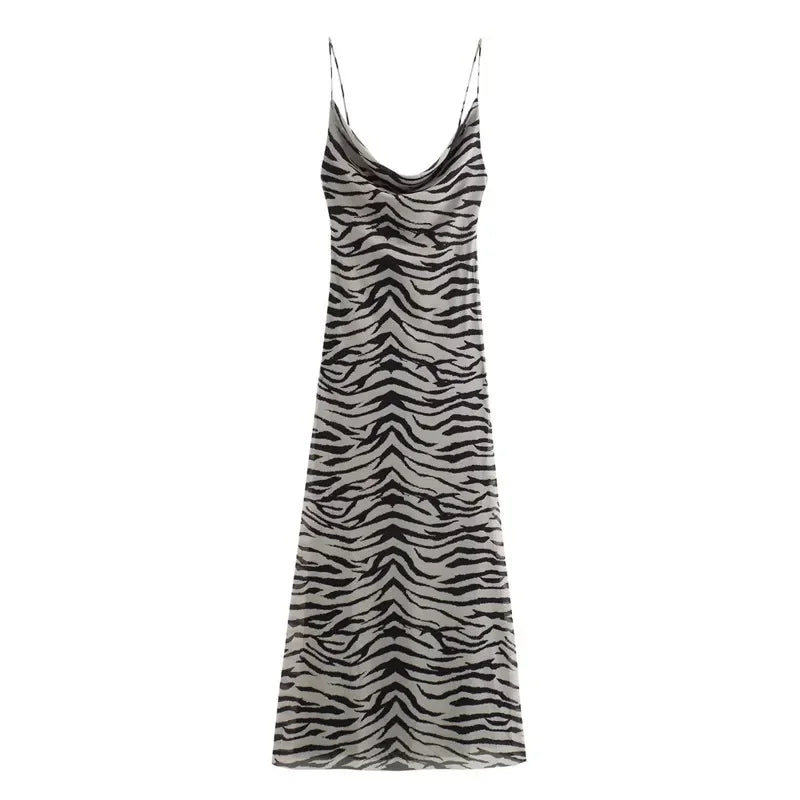 Leopard Print Tulle Slip Dress