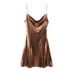 Mini Dress Women Metallic Draped - Piña Colada