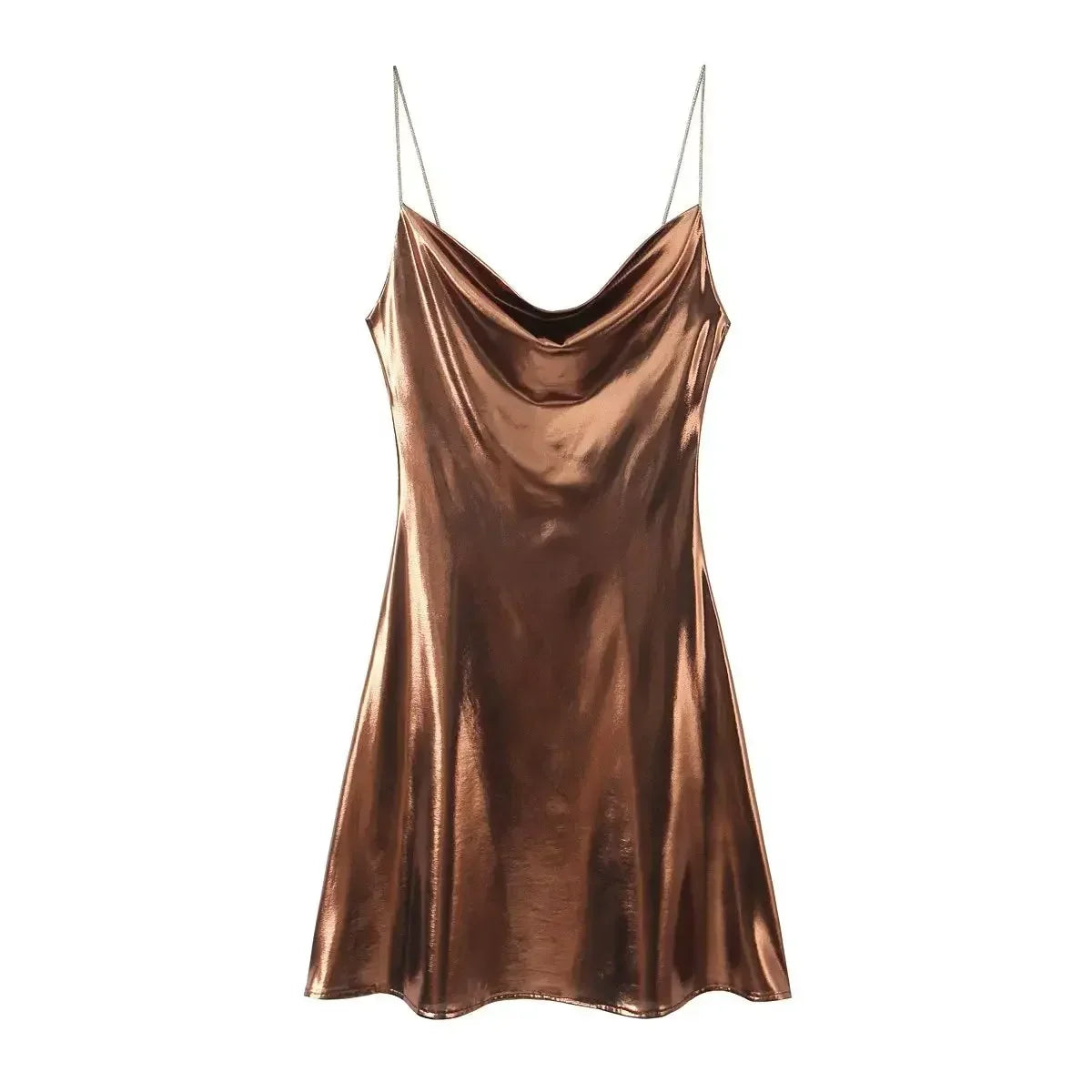 Mini Dress Women Metallic Draped - Piña Colada