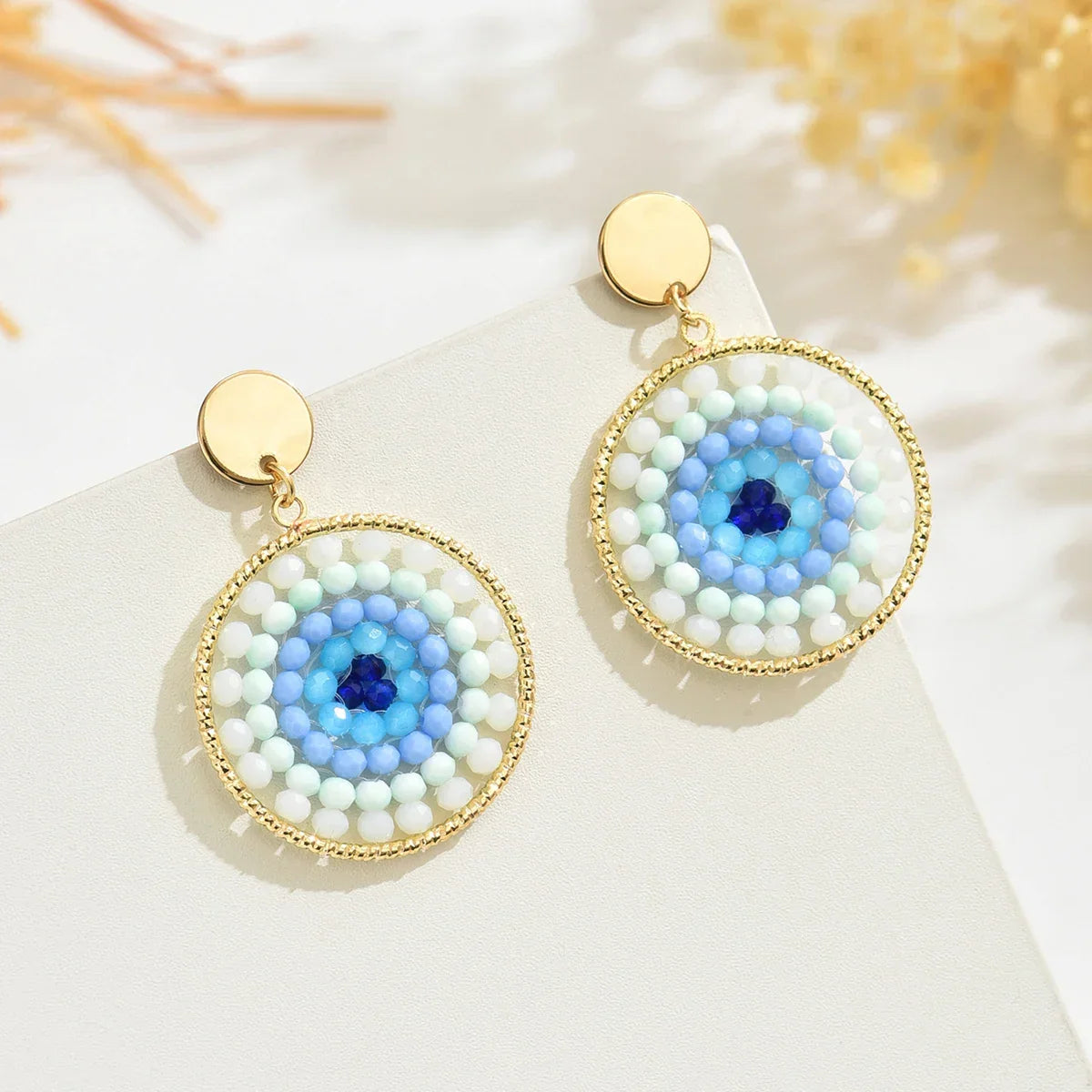 Bohemian Multicolor Crystal Drop Earrings - Piña Colada