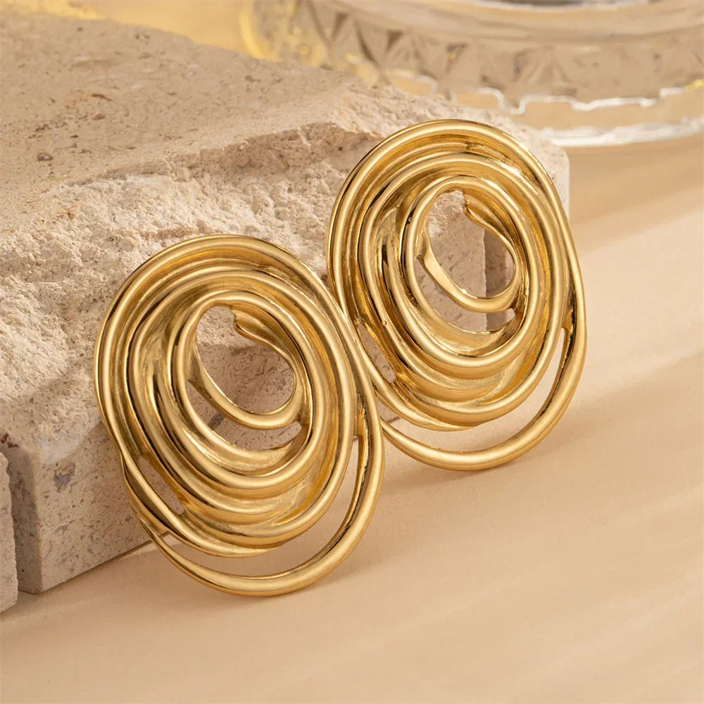 Stainless Steel Oval Line Stud - Piña Colada