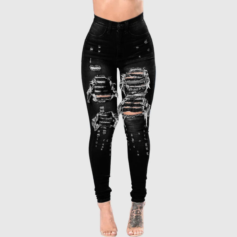 High Waist Ripped Jeans Skinny - Piña Colada