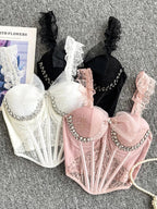 Tank Top Diamond Lace Mesh - Piña Colada