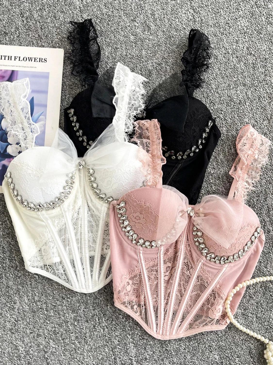 Tank Top Diamond Lace Mesh - Piña Colada