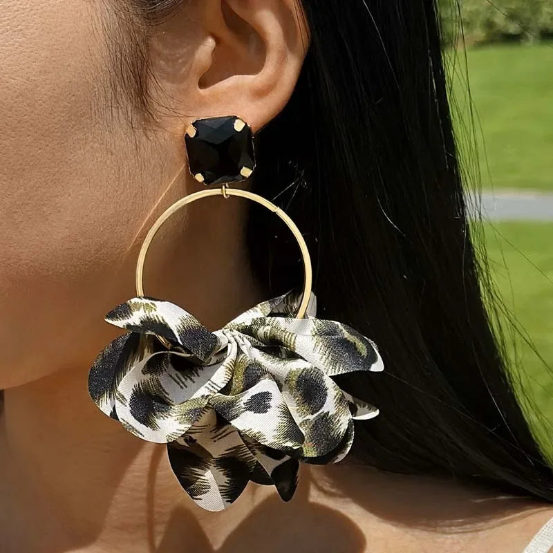 Retro Leopard Earrings - Piña Colada