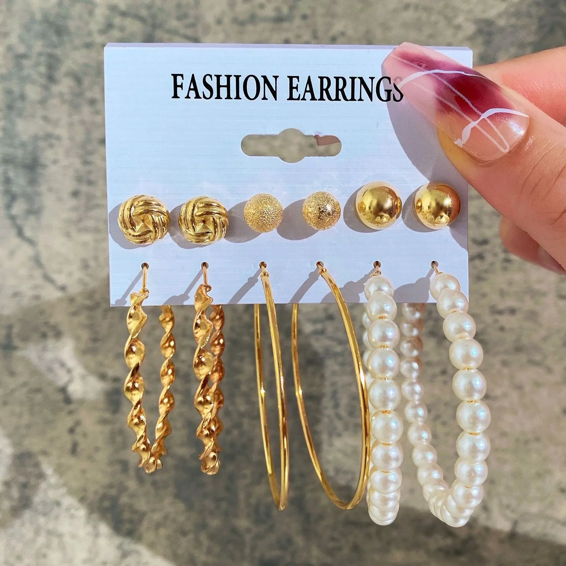 Vintage Pearl Circle Hoop Earring - Piña Colada