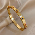 Stainless Steel Flower Cuff Bracelet - Piña Colada