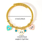 Colorful Eyes & Heart Drip Oil Pendant Bracelet - Piña Colada