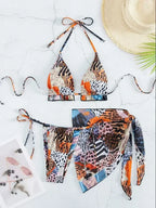 Bikini 3 Piece Set Mid Waisted - Piña Colada