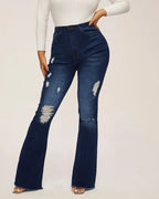 High-stretch Ripped Jeans High Waist - Piña Colada