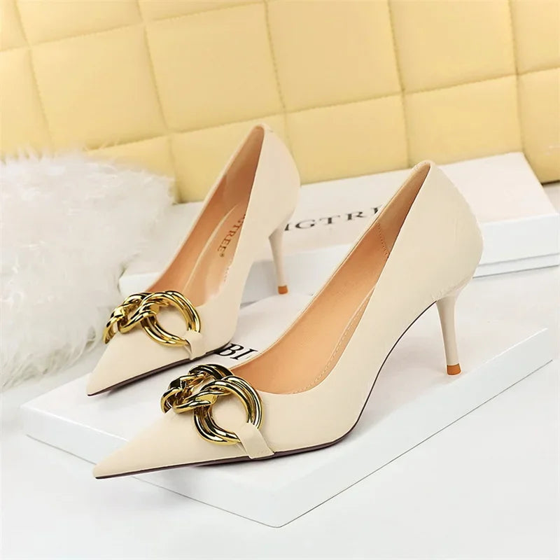 Thin High Heels Shallow Pointed - Piña Colada