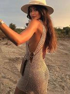 One Neck Cut Out Circle Beach Mini Dress - Piña Colada