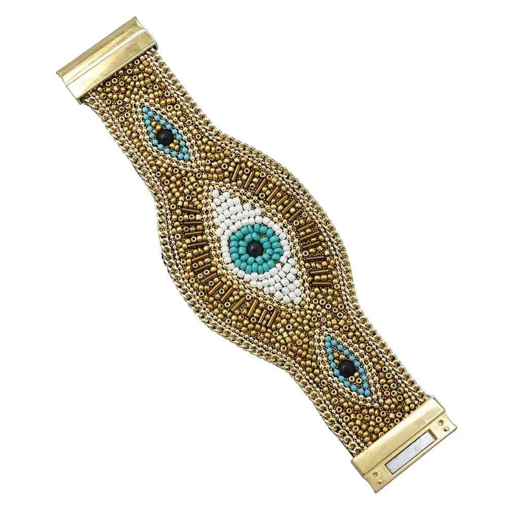 Vintage Handmade Beads Devil Eye - Piña Colada