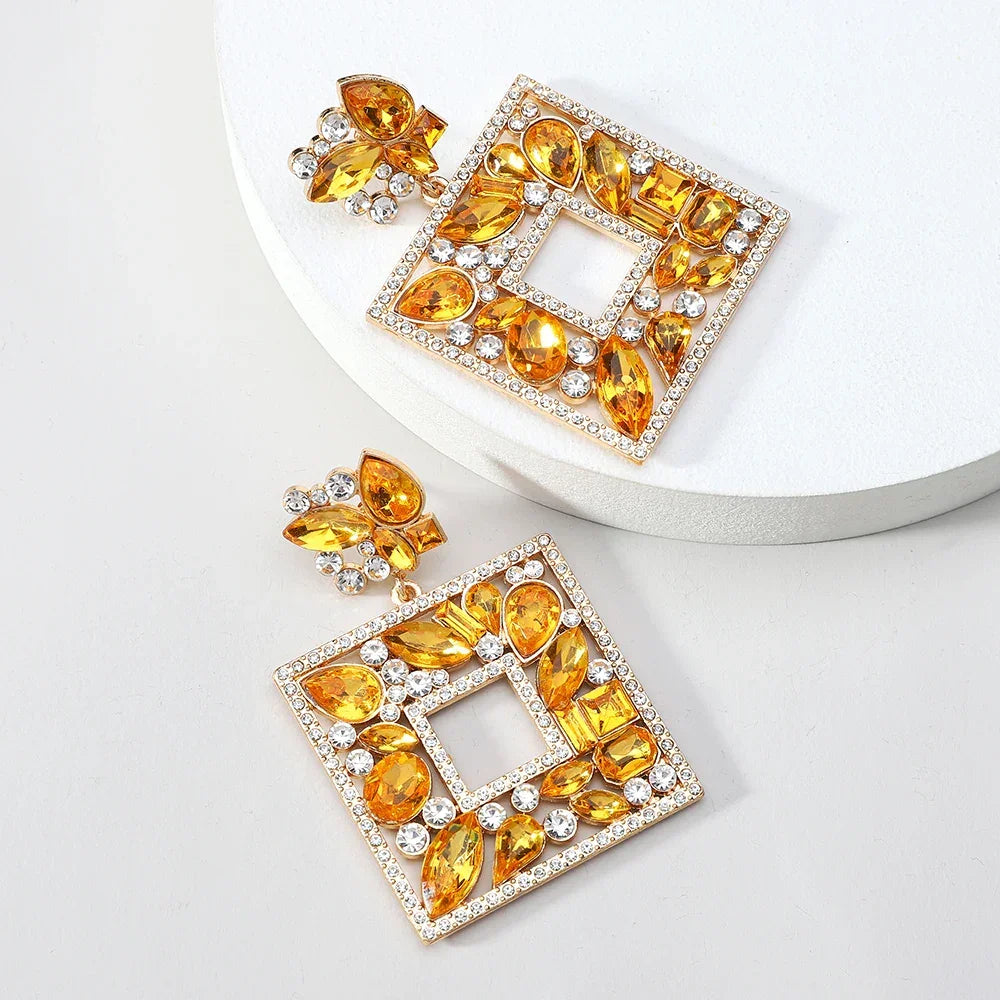 Colorful Crystal Earrings - Piña Colada