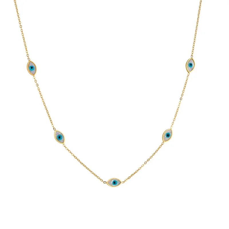Stainless Steel The Devil's Eye Golden Necklace - Piña Colada
