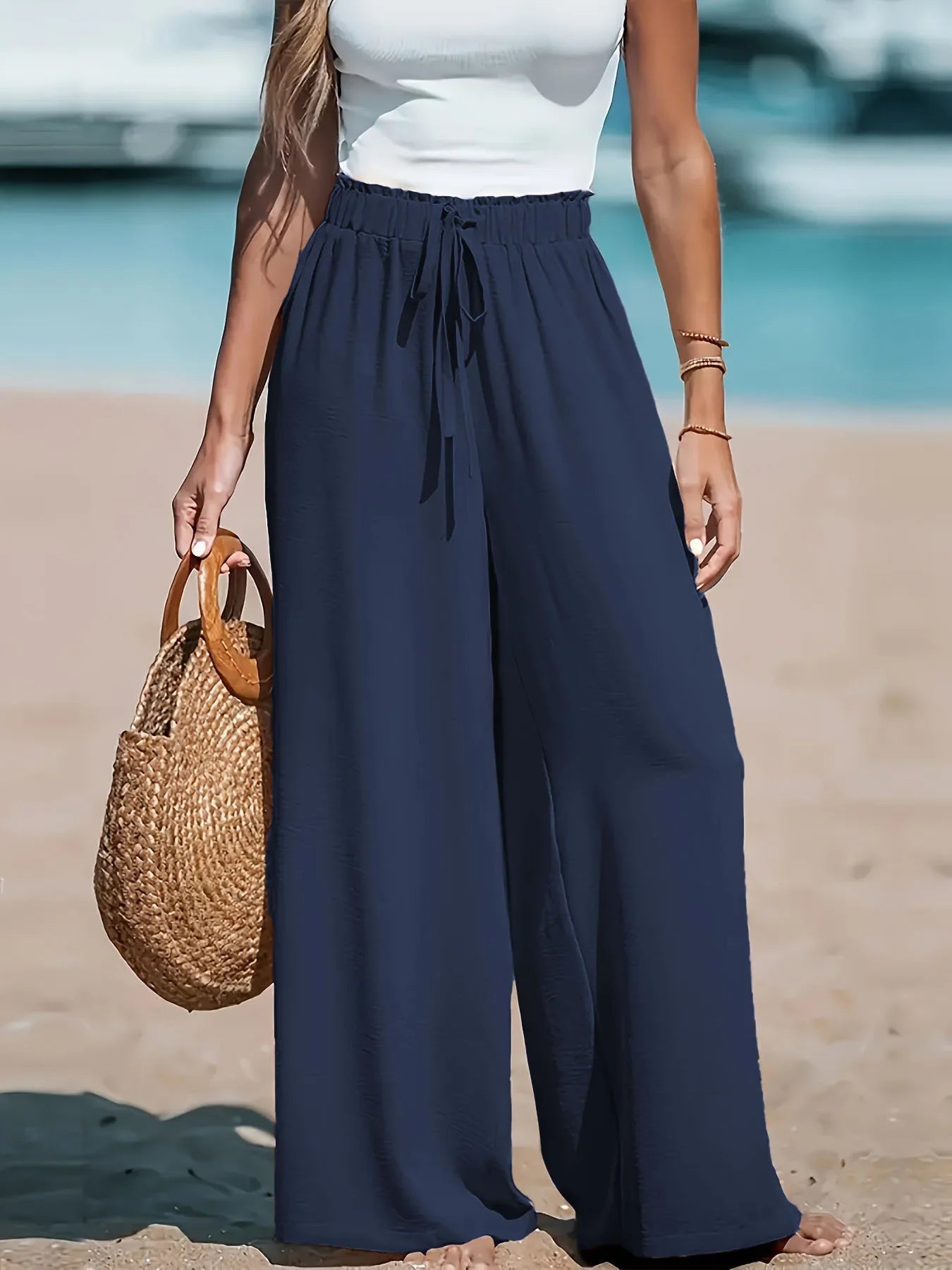 Wide Leg Loose Pants - Piña Colada