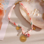 Ribbon Flower Starfish Necklace - Piña Colada