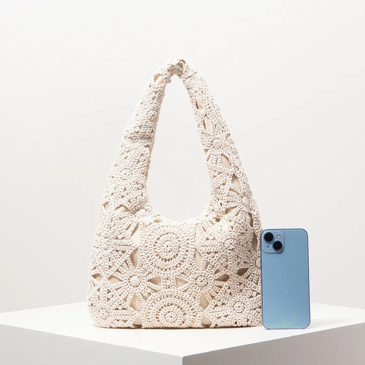 Pattern Hollow Shoulder Bag - Piña Colada
