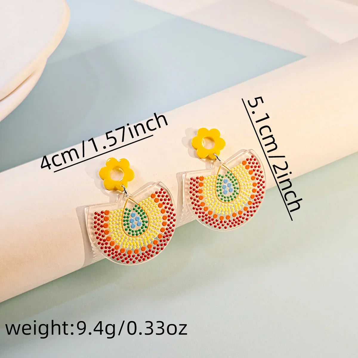 Boho Colorful Acrylic Charm Earrings - Piña Colada