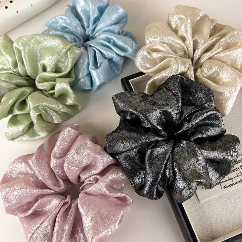 Oversized Glossy Silk Scrunchies - Piña Colada