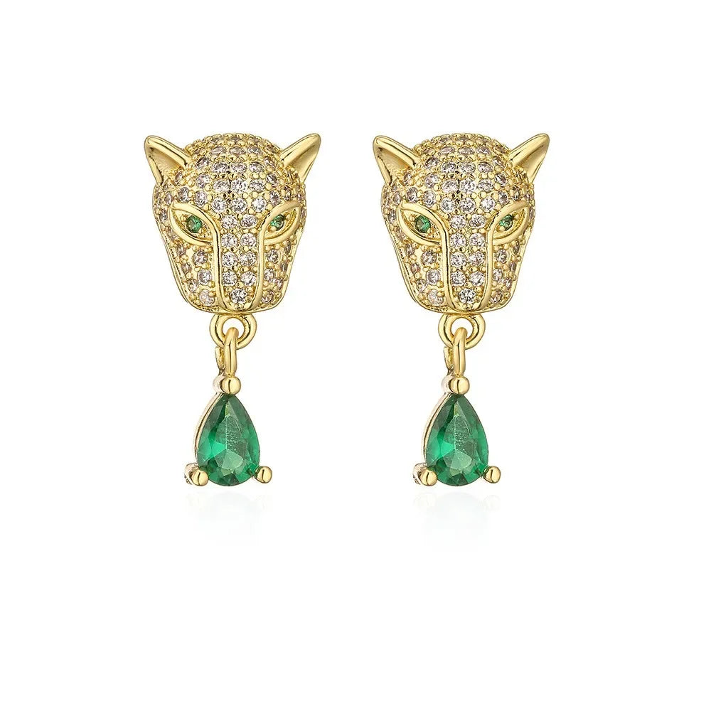 Leopard Head Stud Earrings - Piña Colada