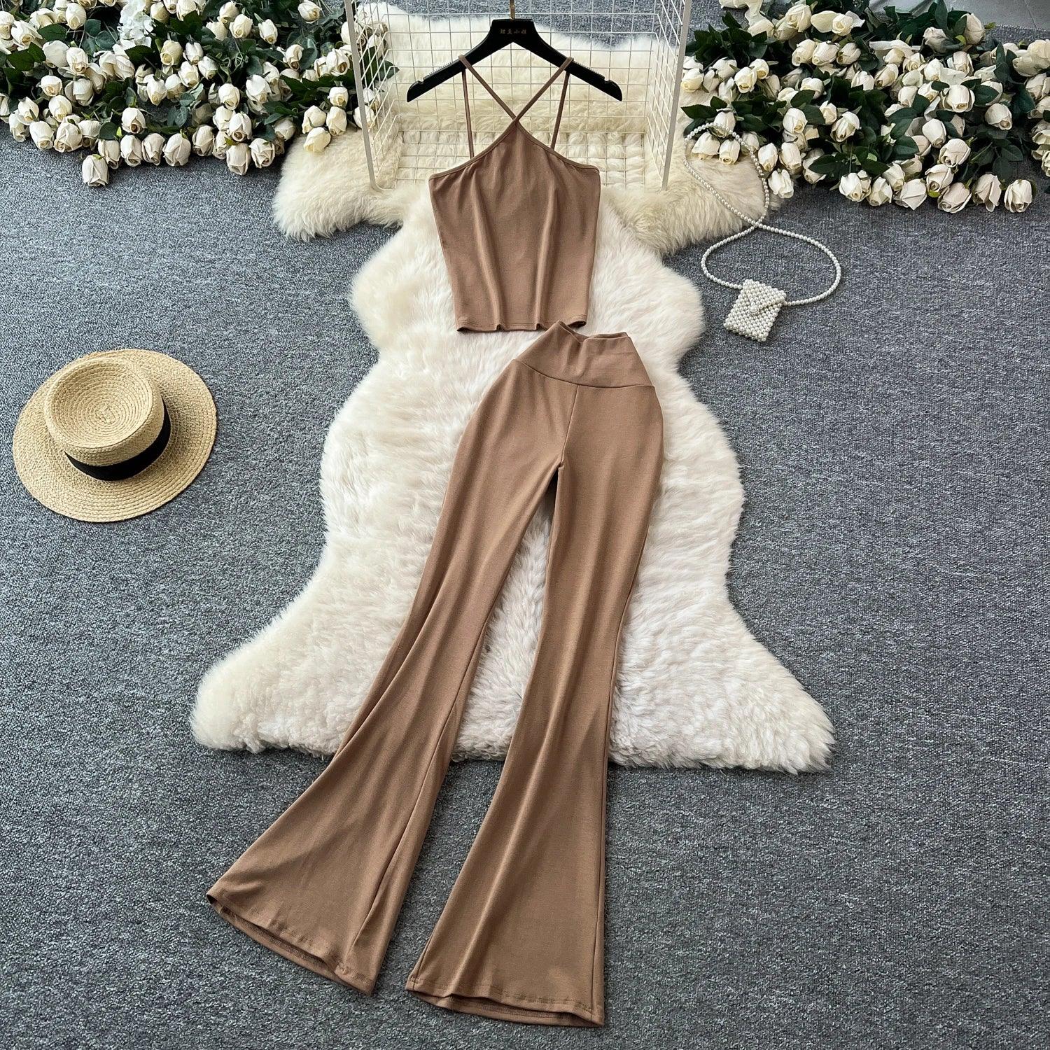 Unidance Pleated Square Neck Two-Piece Set – Casual Chic for Spring/Summer - Piña Colada