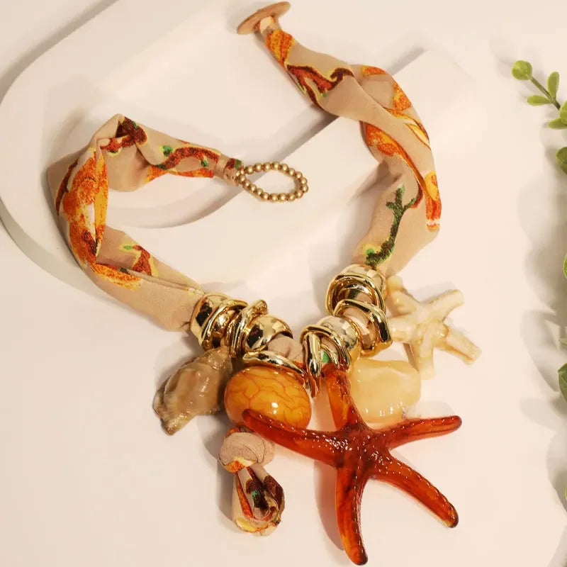 Boho Geometric Necklace Starfishs - Piña Colada