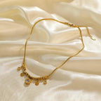 Trendy Stainless Steel Ball Pendant Necklace for Women - Piña Colada