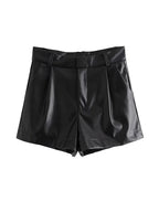 Leather Shorts with Side Pockets - Piña Colada