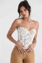 Exotic Lace Tube Top – Black & White Fishbone Pattern - Piña Colada