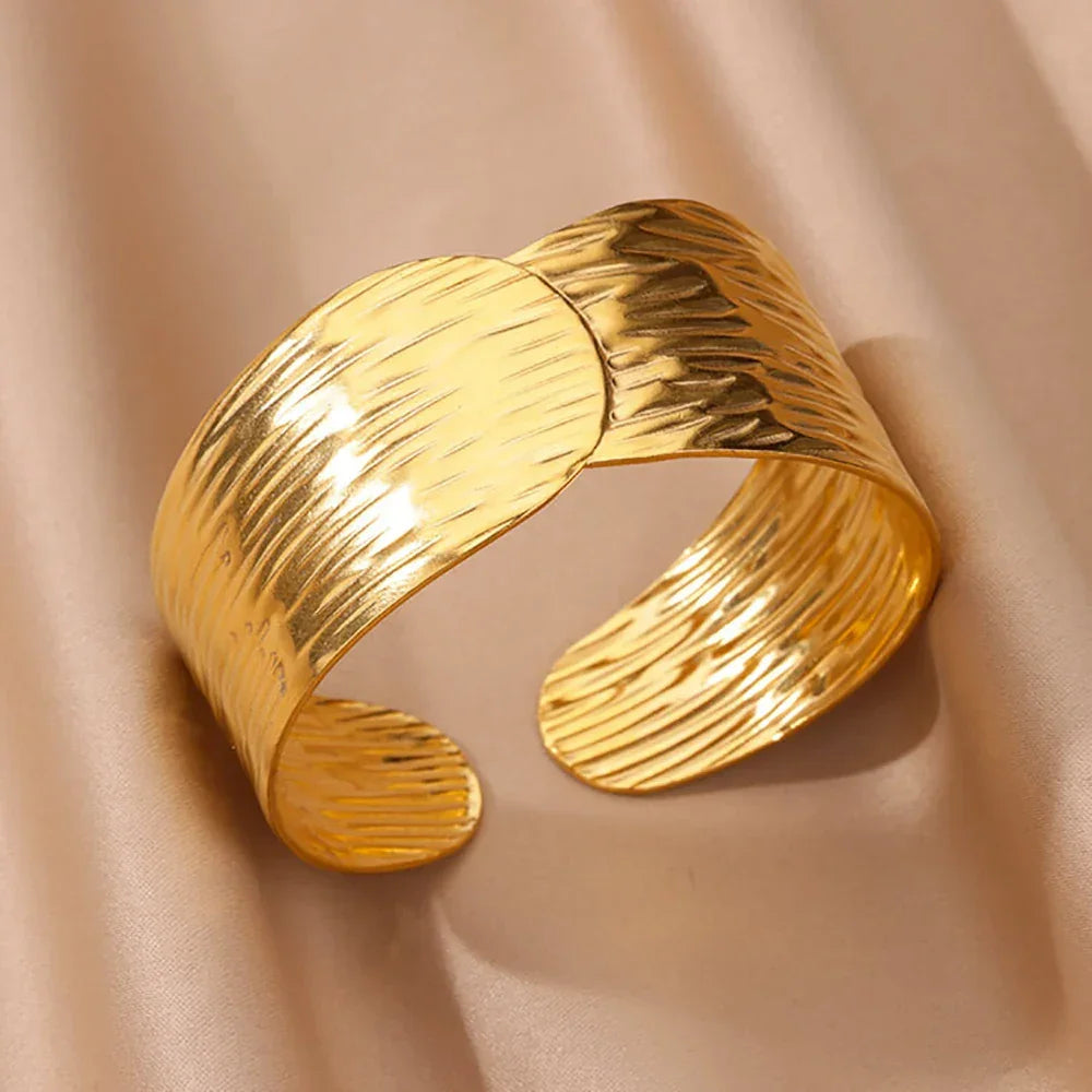 Stainless Steel Wide Bangles - Piña Colada